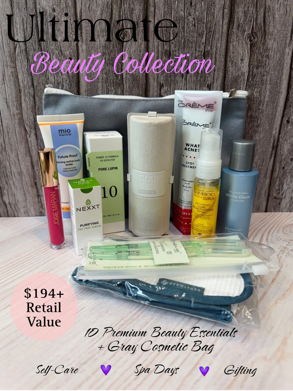 Ultimate Beauty Collection Premium Skincare & Beauty Gift Set Cosmetic Bag $194+